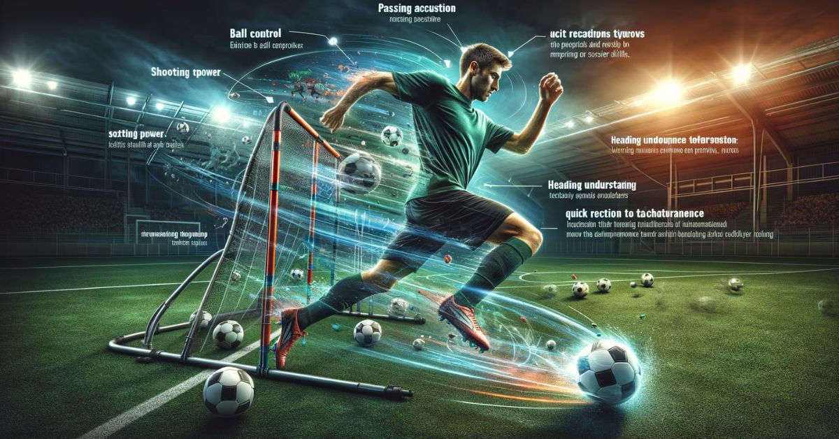 fodboldfærdigheder med en fodbold rebounder